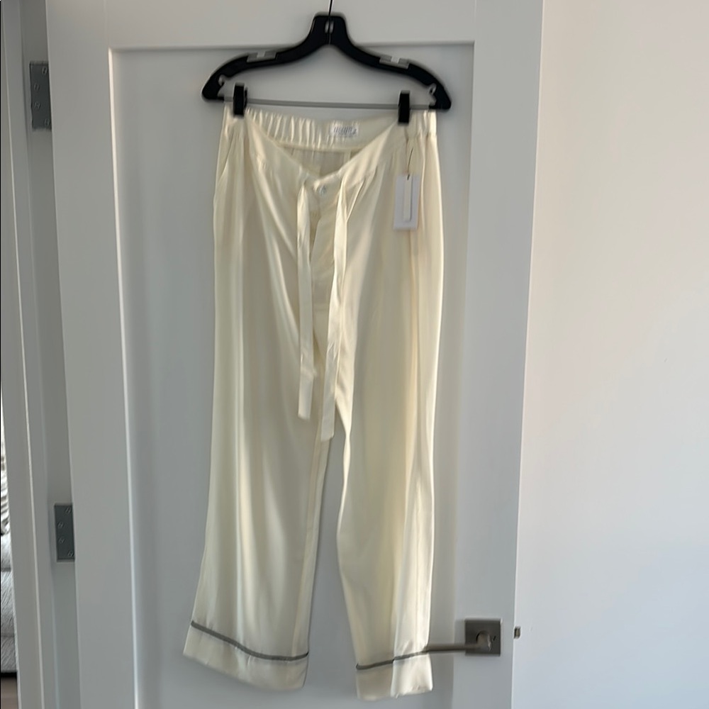 Silk 100% Cream Pajama Pants with navy trim equipment pajama pants